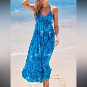 Cupshe Blue Tie-Dye Maxi Dress